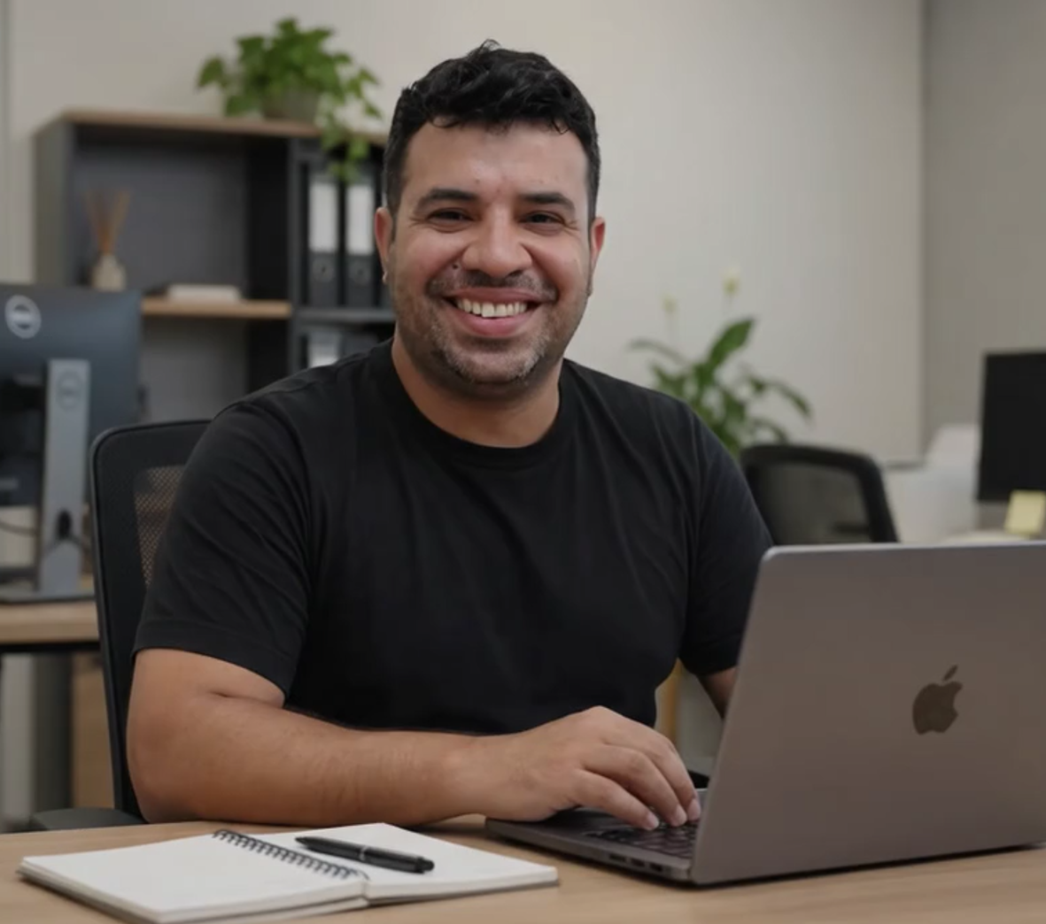 Hebberton Monteiro em seu ambiente de trabalho